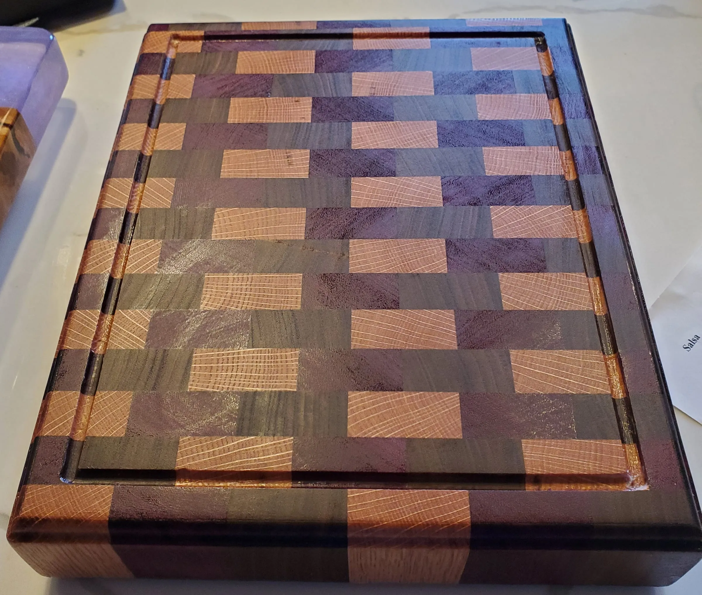 End-Grain Boards & Bowls — Purple and cherry woven mosaic