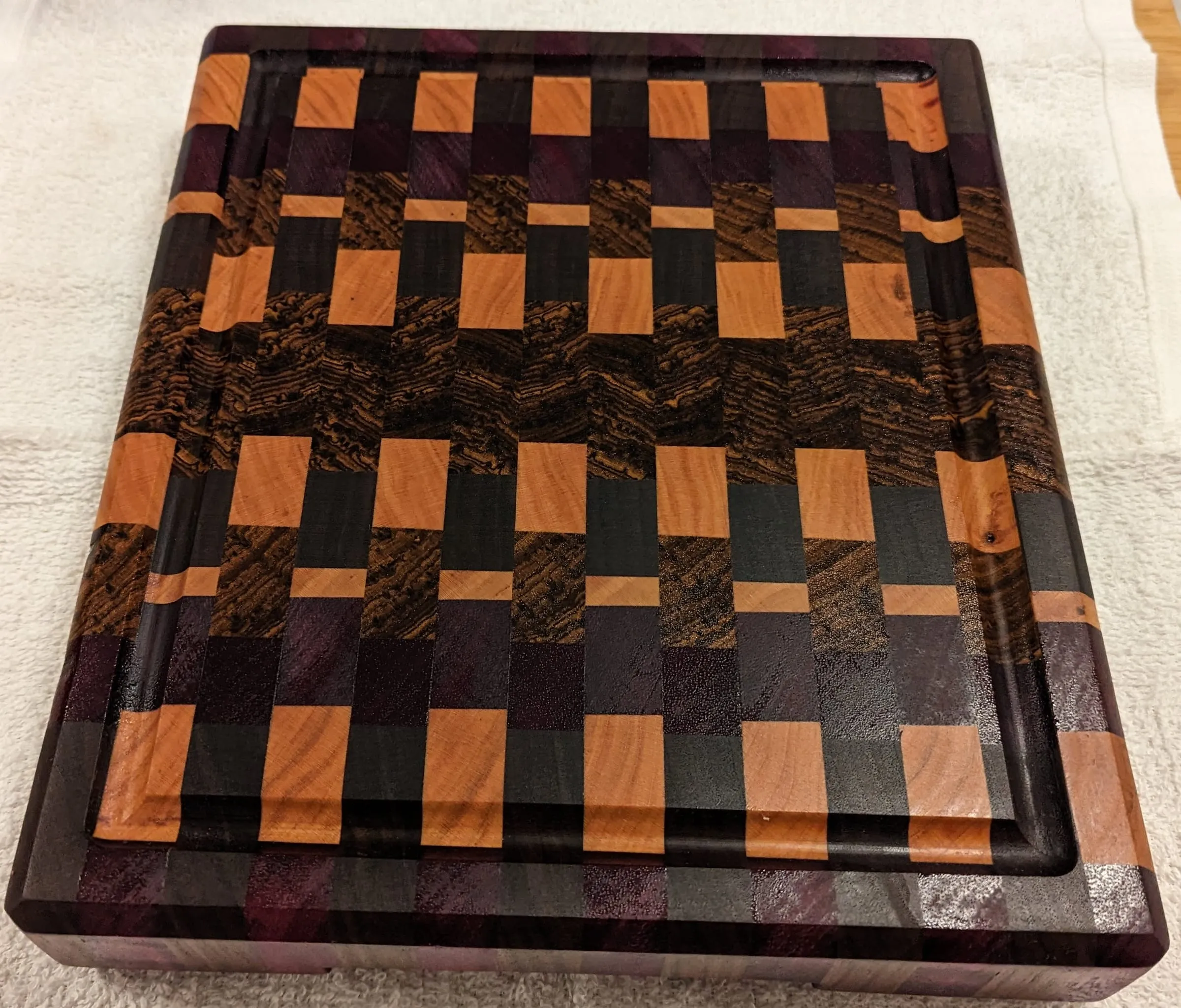 End-Grain Boards & Bowls — Window-pane pattern with cherry accents