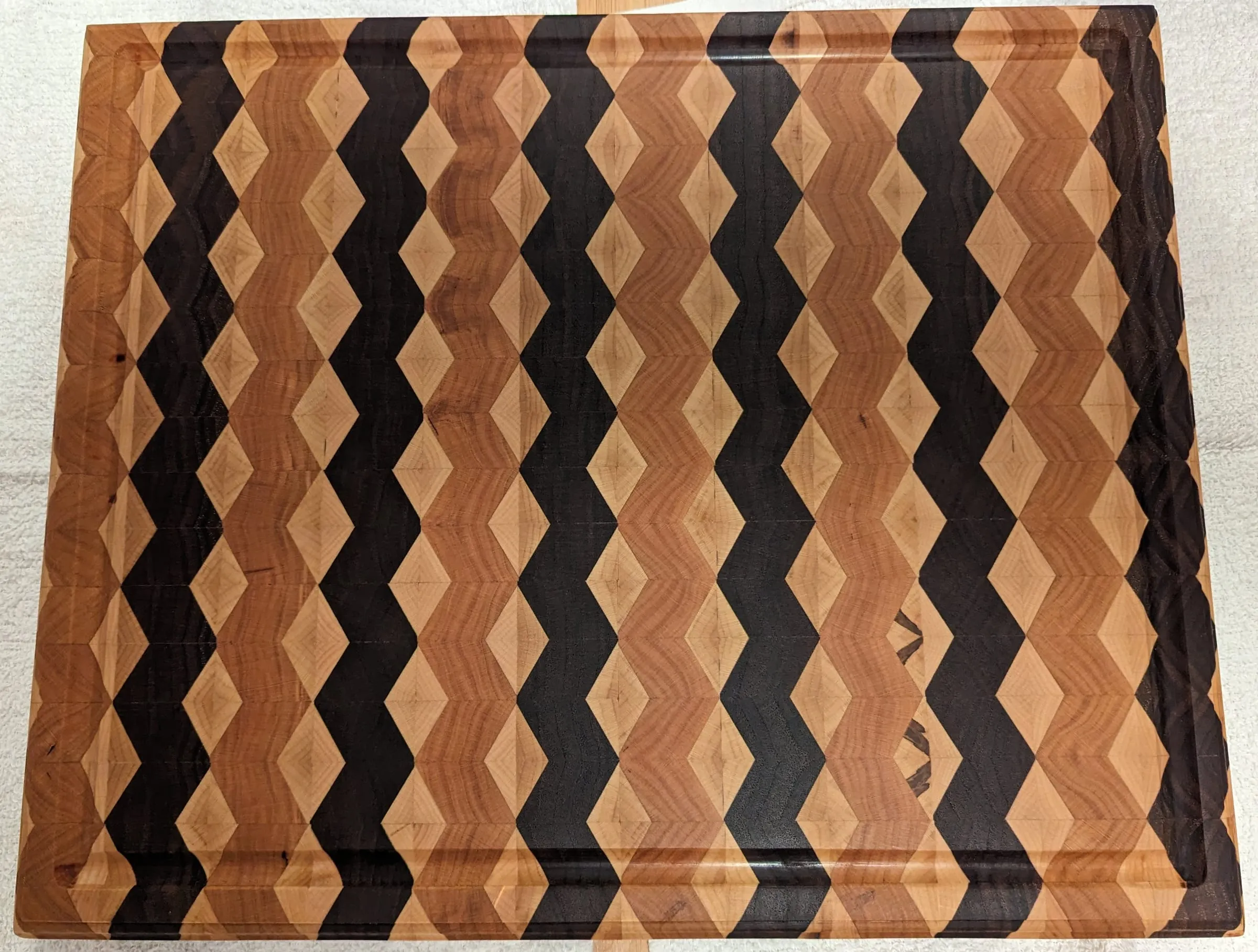 End-Grain Boards & Bowls — Zigzag pattern from above