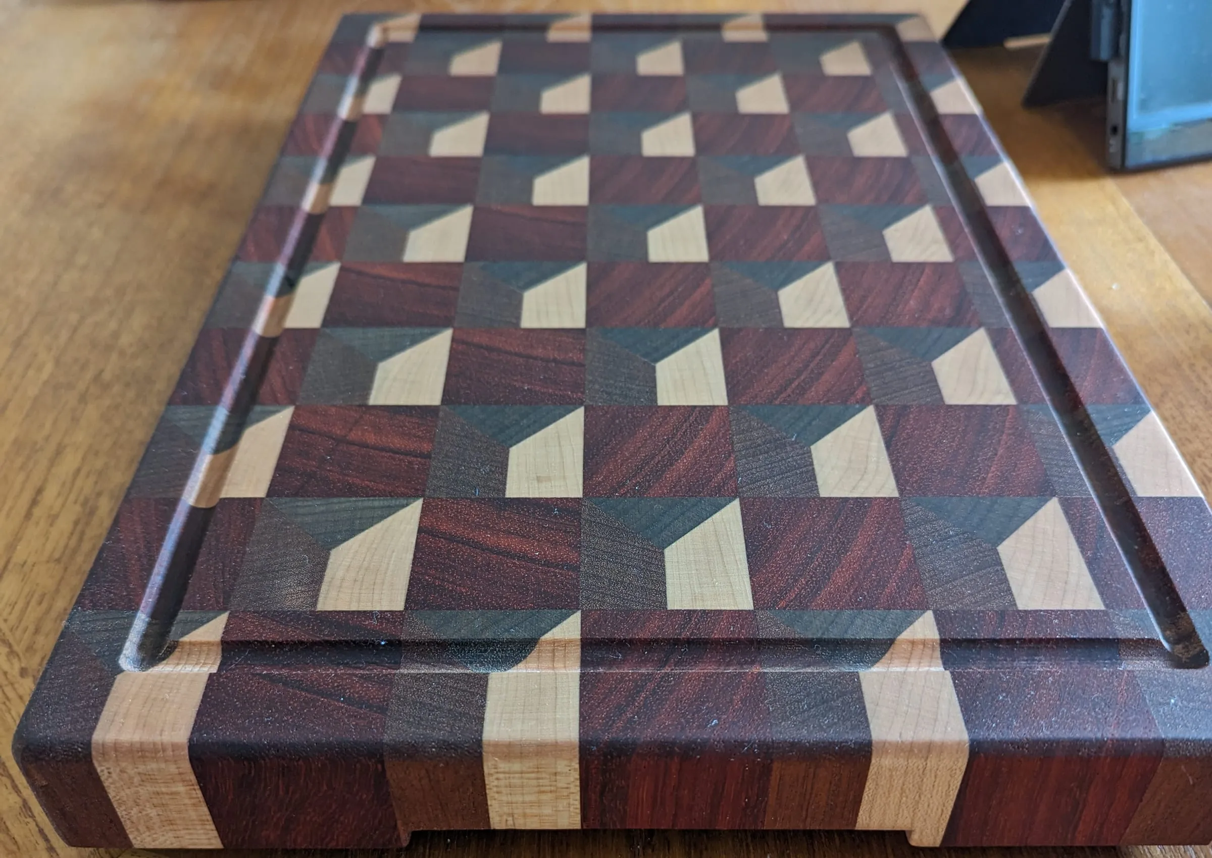 End-Grain Boards & Bowls — Purpleheart and maple pyramid pattern