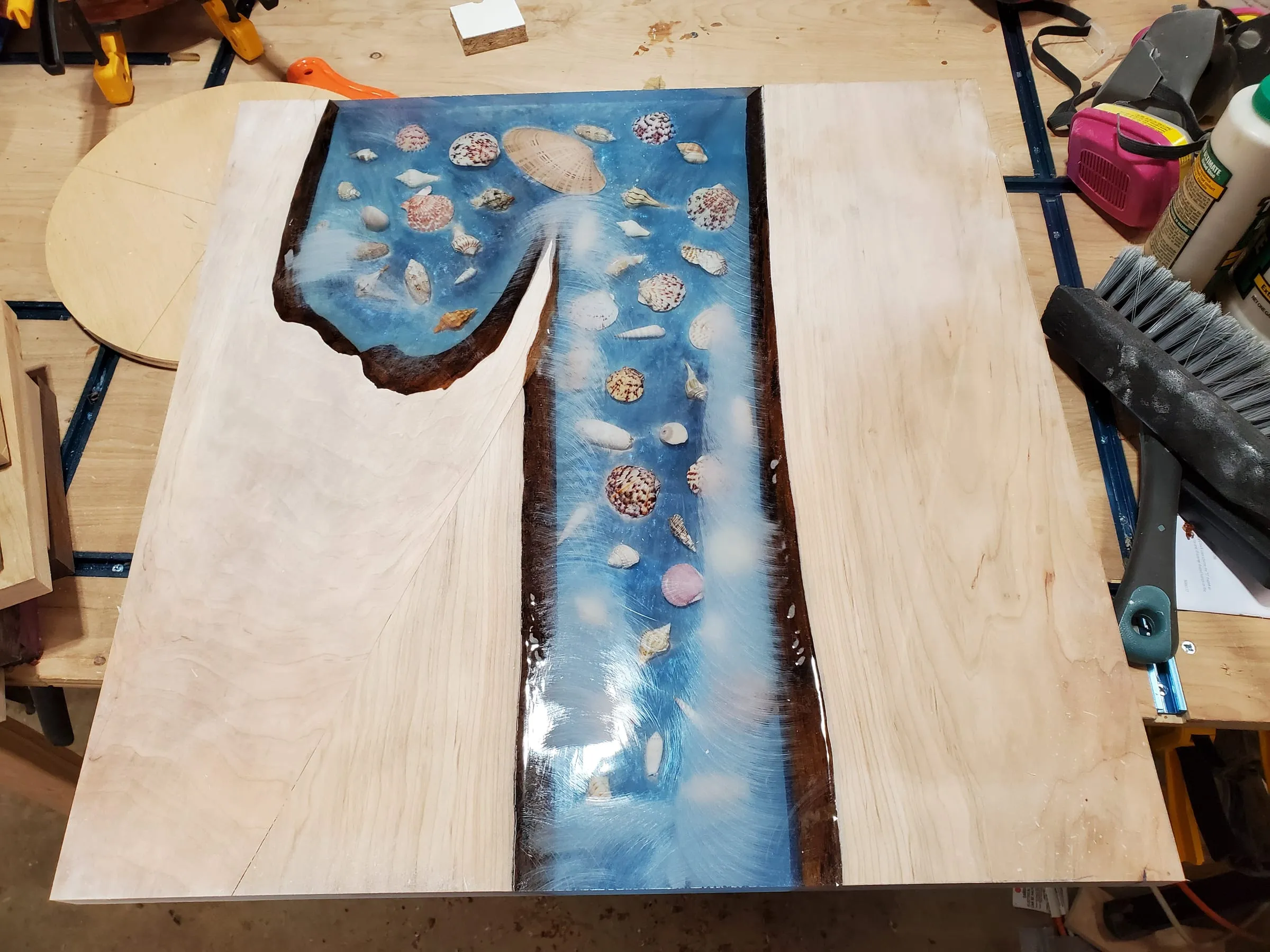 River End Table — River poured, before the legs