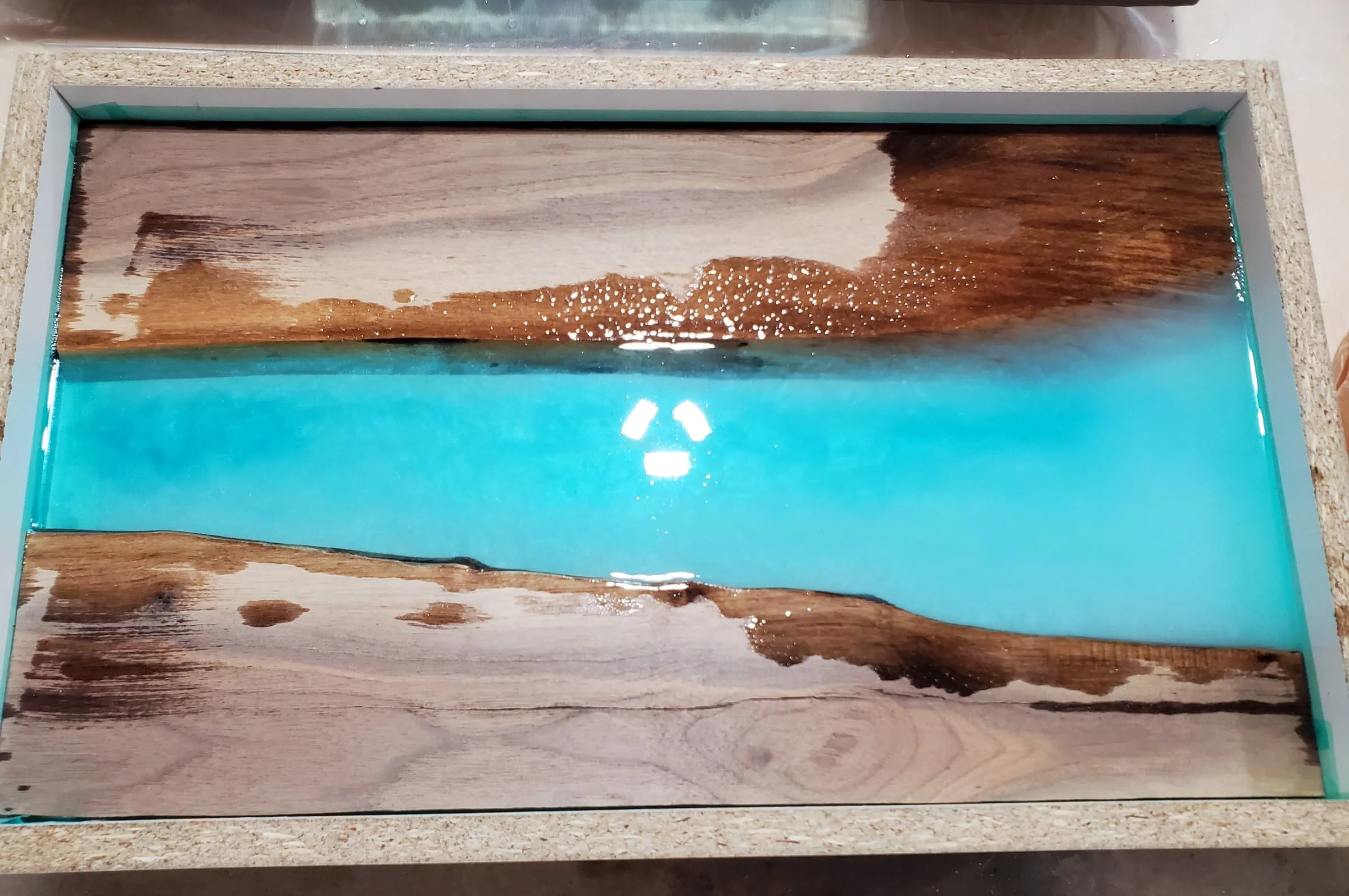 River Shell Trays — Poured epoxy in the tray form