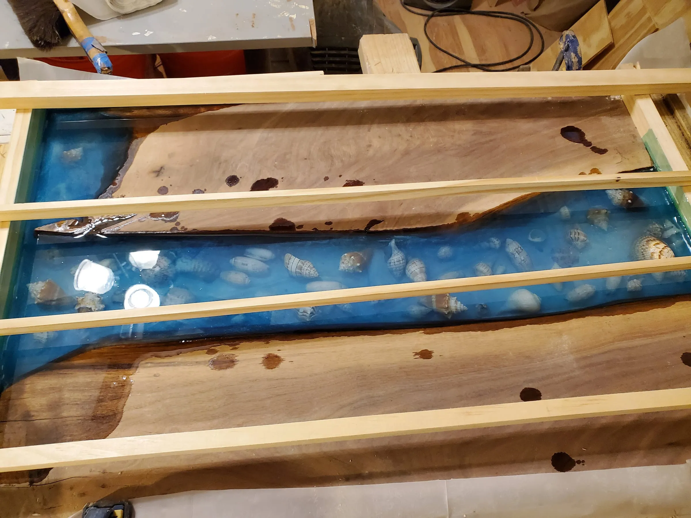 The First River Table — Shell river before the final pour