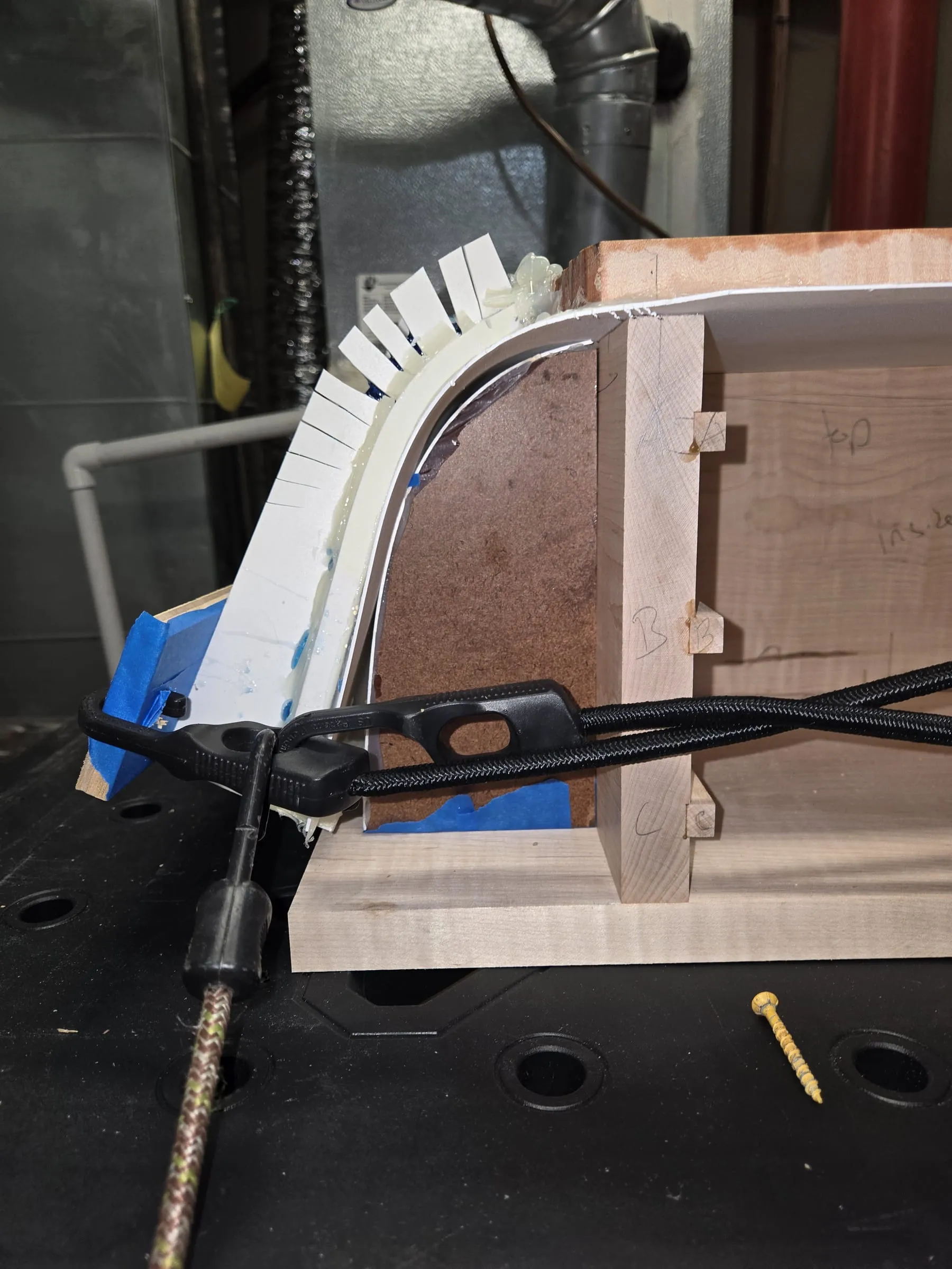 Waterfall Jewelry Box — Curved mold being built around the side
