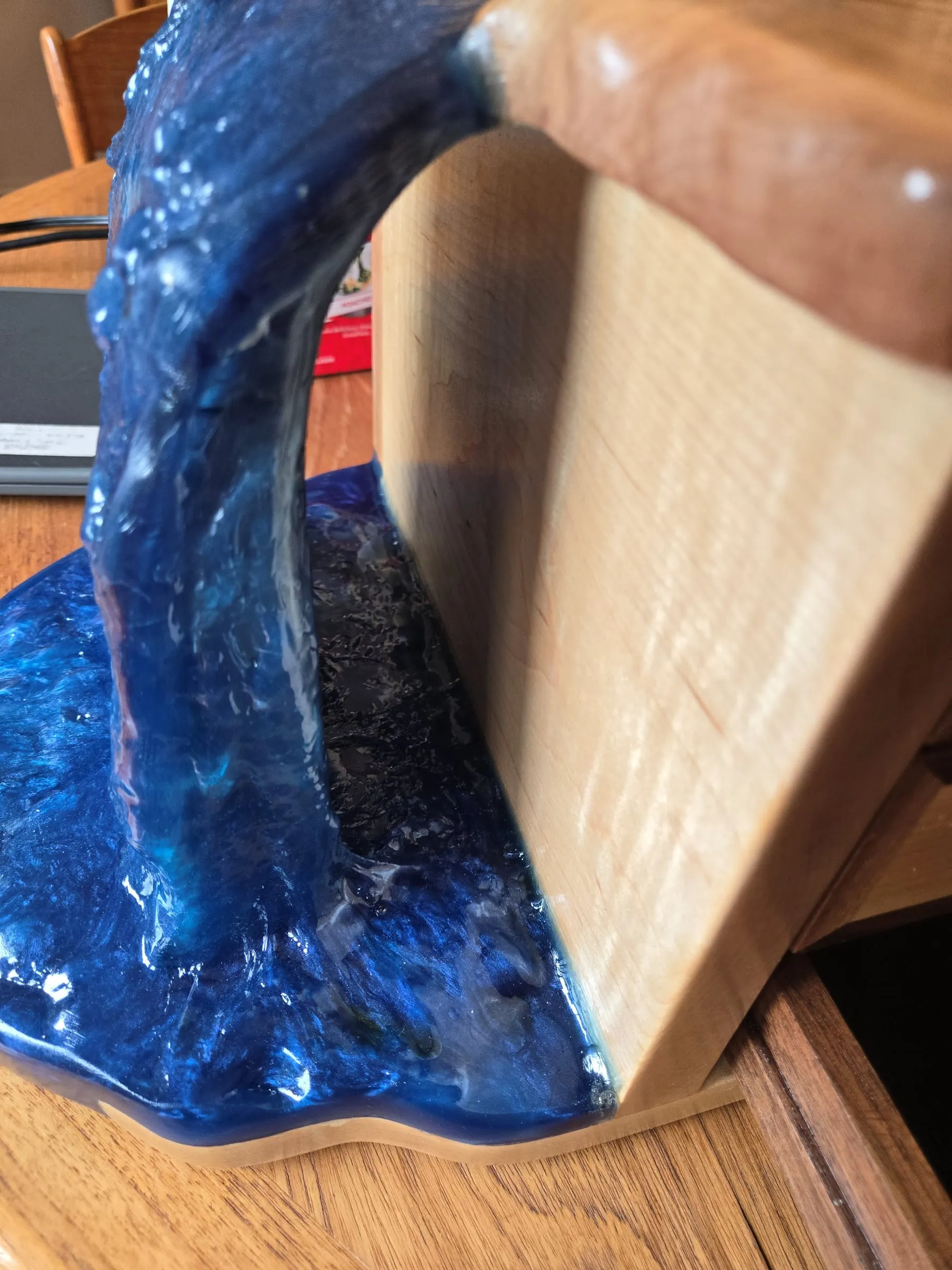 Waterfall Jewelry Box — The cascade over the side, close up